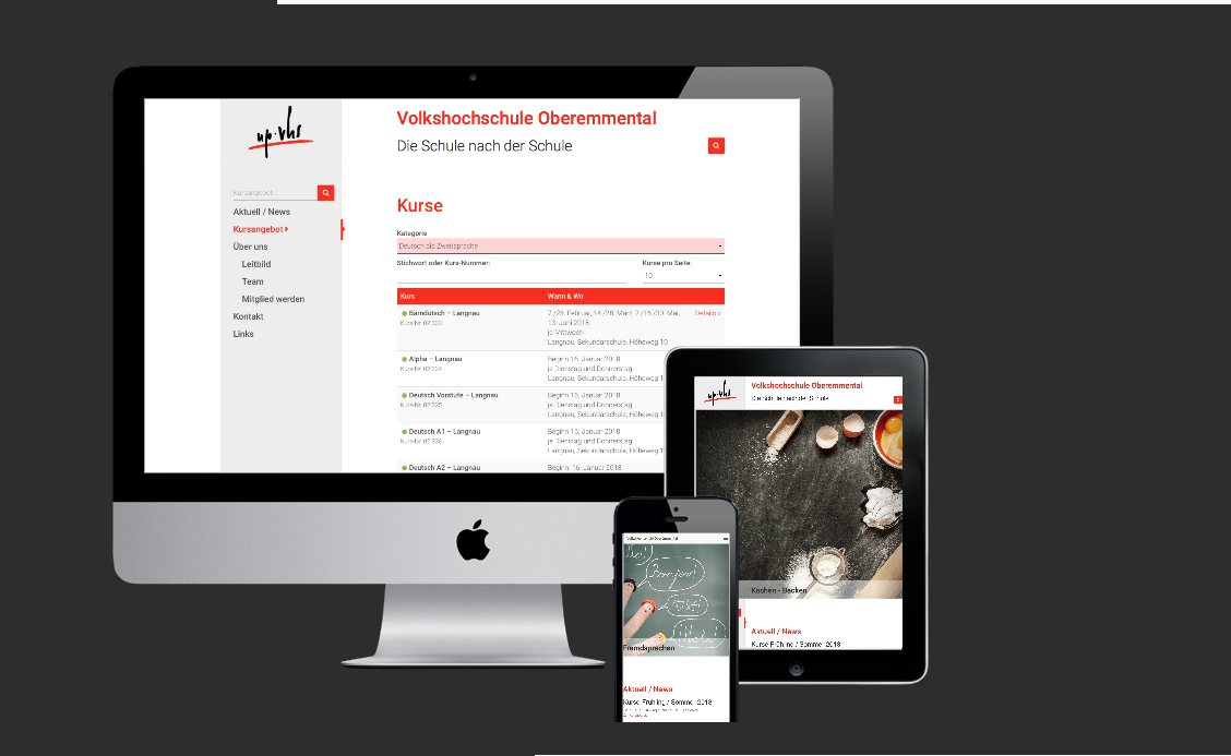 Website Volkshochschule Oberemmental